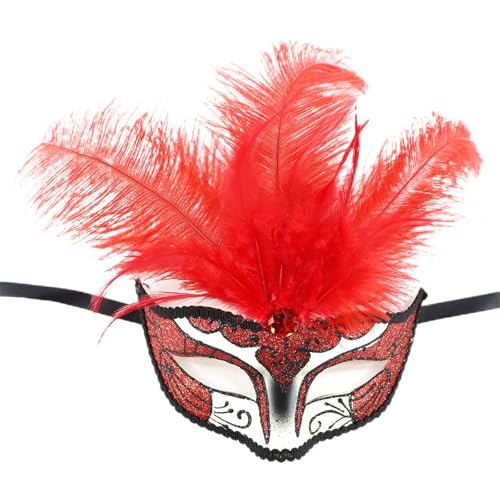 PLCPDM Gefiederte Maskerade Maske Halloween Cosplay Maske Halbe Gesichtsmaske Für Damen Und Herren Halloween Maskerade Halloween Anzieh von PLCPDM