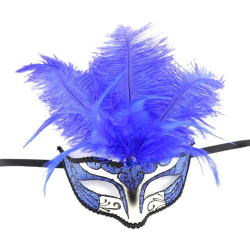 PLCPDM Gefiederte Maskerade Maske Halloween Cosplay Maske Halbe Gesichtsmaske Für Damen Und Herren Halloween Maskerade Halloween Anzieh von PLCPDM