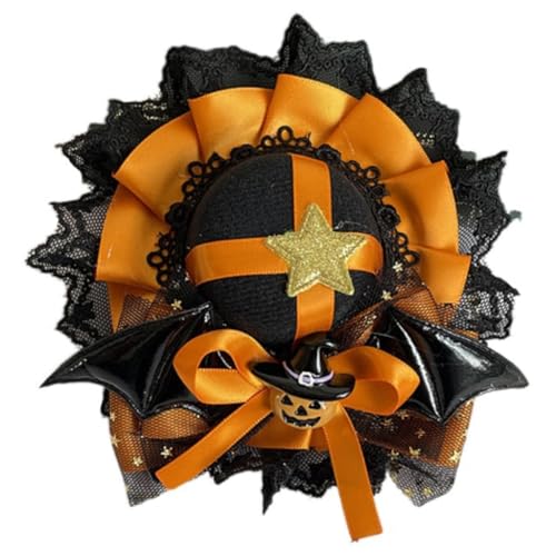 PLCPDM Halloween-Haarspange für Mädchen, Choker, Bowler, Hut, Fledermausflügel, Halloween-Kopfschmuck, Kopfbedeckung, Nackenband, Halsband von PLCPDM