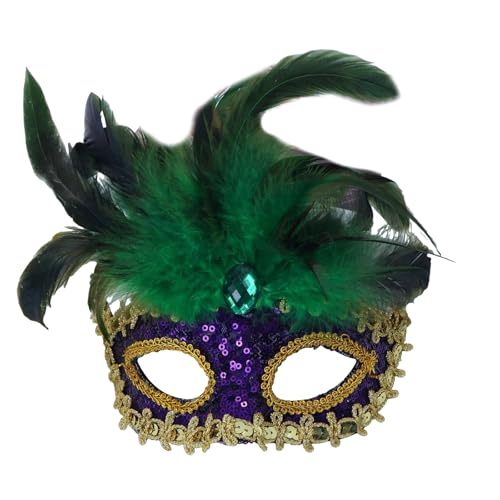 PLCPDM Pailletten Maskerade Maske Masquerade Gefiederte Maske Halloween Kostümzubehör Für Frauen Hochzeit Masquerade Halloween von PLCPDM