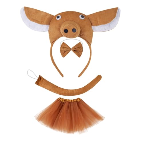 PLCPDM Piggy Tail Kostüm Mit Piggy Stirnband Handschuhtrock Und Bowtie Halloween Piggy Kostüm Für Kid Boy Girl Halloween Cosplay von PLCPDM