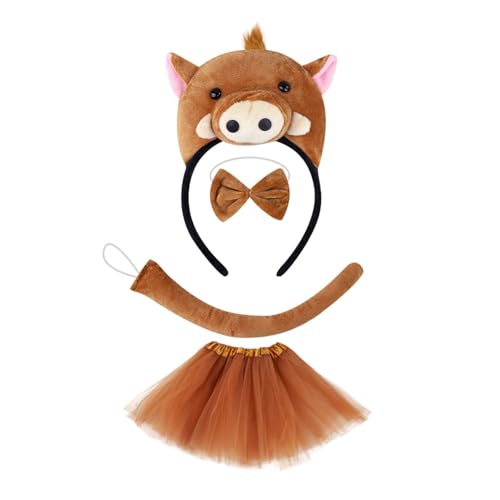 PLCPDM Piggy Tail Kostüm Mit Piggy Stirnband Handschuhtrock Und Bowtie Halloween Piggy Kostüm Für Kid Boy Girl Halloween Cosplay von PLCPDM