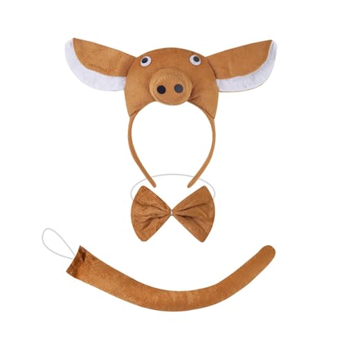 PLCPDM Piggy Tail Kostüm Mit Piggy Stirnband Handschuhtrock Und Bowtie Halloween Piggy Kostüm Für Kid Boy Girl Halloween Cosplay von PLCPDM