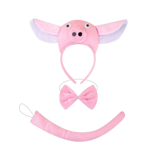 PLCPDM Piggy Tail Kostüm Mit Piggy Stirnband Handschuhtrock Und Bowtie Halloween Piggy Kostüm Für Kid Boy Girl Halloween Cosplay von PLCPDM