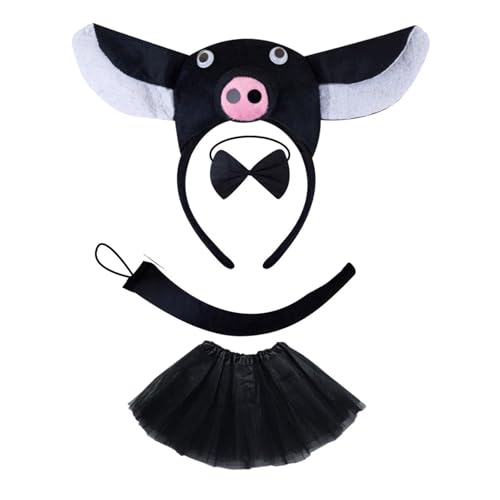 PLCPDM Piggy Tail Kostüm Mit Piggy Stirnband Handschuhtrock Und Bowtie Halloween Piggy Kostüm Für Kid Boy Girl Halloween Cosplay von PLCPDM