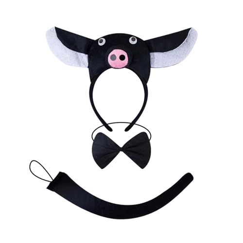 PLCPDM Piggy Tail Kostüm Mit Piggy Stirnband Handschuhtrock Und Bowtie Halloween Piggy Kostüm Für Kid Boy Girl Halloween Cosplay von PLCPDM