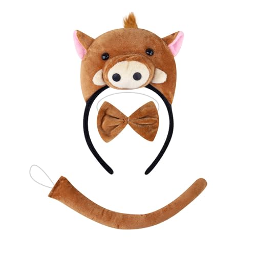 PLCPDM Piggy Tail Kostüm Mit Piggy Stirnband Handschuhtrock Und Bowtie Halloween Piggy Kostüm Für Kid Boy Girl Halloween Cosplay von PLCPDM