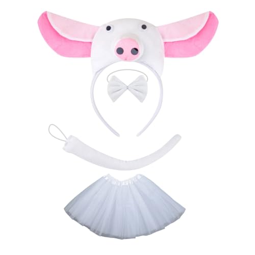 PLCPDM Piggy Tail Kostüm Mit Piggy Stirnband Handschuhtrock Und Bowtie Halloween Piggy Kostüm Für Kid Boy Girl Halloween Cosplay von PLCPDM