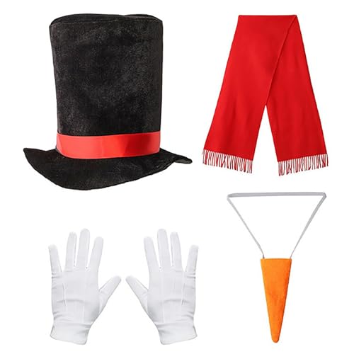 PLCPDM Schneemann Kostüm Sets Weihnachten Winter Frosty Kostüm Schneemann Mütze Mit Tutus Rock Karotte Nasenschal Handschuhe Pompons Bälle von PLCPDM