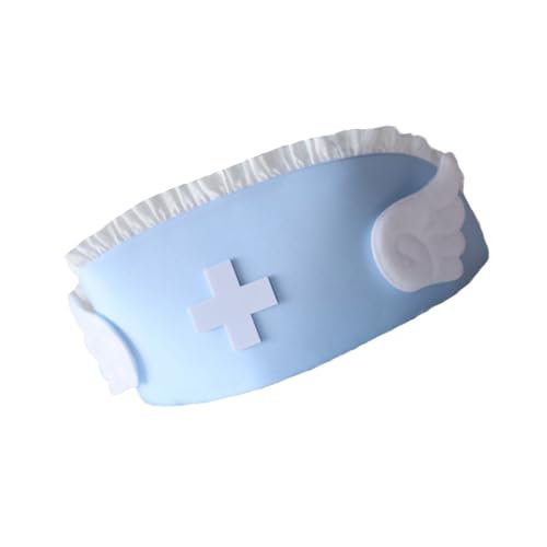 PLCPDM Stilvolle Krankenschwestermütze, Halloween, Cosplay, Kostüm, Zubehör, Flügeldekoration, Themenparty, Stillhut für Frauen PLCPDM Stilvolle Krankenschwestermütze, Halloween, Cosplay, Kostüm, Zubehör, Flügeldekoration, Themenparty, Stillhut für Frauen von PLCPDM
