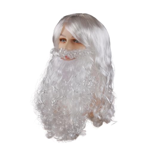 PLCPDM Weihnachtsmütze, Weihnachtsmann-Bart, Weihnachtsmann-Haar für Erwachsene, Weihnachtsmann-Kostüm, Weihnachtsmann-Bärte und Weihnachtsmann-Haar von PLCPDM