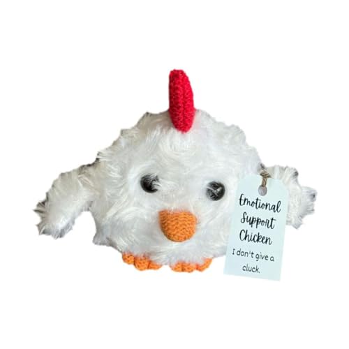 PLGEBR Emotional Support Crochet Chicken, Handmade Crochet Plush Chicken with Positive Chicken Support Posi Emotional Card, Funny von PLGEBR