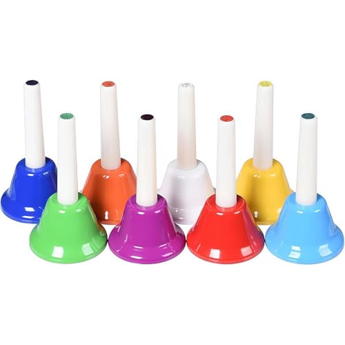 PLGEBR Handglocken für Kinder, buntes Handglocken-Set mit 8 Noten, pädagogisches Musikspielzeug für Kleinkinder, Musikinstrument für Kinder, perfekt für Festivals, Unterricht, Kirche, Hochzeiten, von PLGEBR