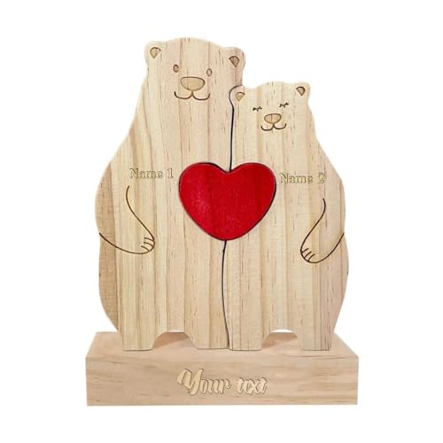 Personalisiertes Holzpuzzle mit 2-6 Namen personalisierbar – ideales Geschenk für Muttertag, Vatertag, Einweihungsdekoration, Holzpuzzle (Holz) von PLGEBR