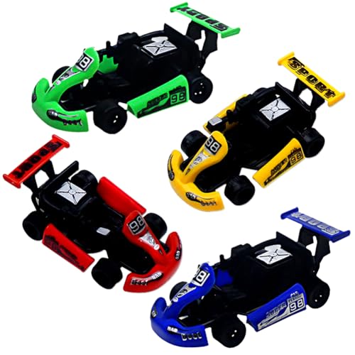 PLLBMXTI 4 Stück Aufziehauto, Go Kart, Zurückziehen Spielzeugautos, Kinderspielzeug Fahrzeuge, Kinderspielset, Rennauto Spielzeug, Kleine Spielzeugautos von PLLBMXTI