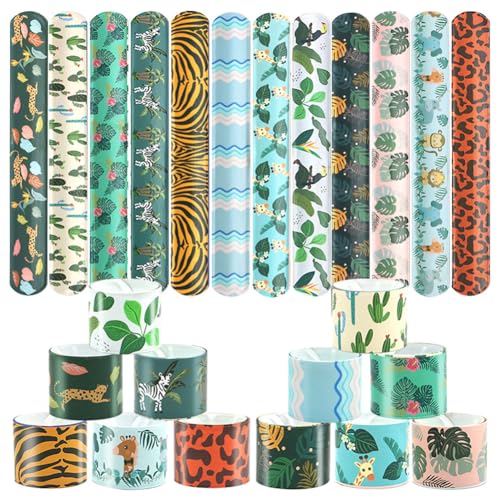 PLLBMXTI Animal Slap Bracelet, 24 Stück Kinder Schnapparmbänder, Slap Armband für Kinder, Tier Slap Armband, Kindergeburtstag Schnapparmband, für Kinder Jungen Mädchen von PLLBMXTI