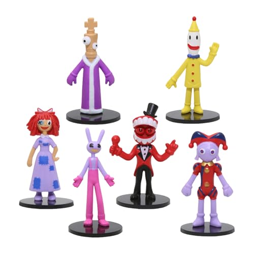 PLLKAB 6er-Pack Cartoon-Animationsfiguren-Spielzeug, Clown-Kuchendekorationen für Jungen-Mädchen-Kinderpartys, Bastelspielzeuggeschenke für Kinder und Jungen von PLLKAB