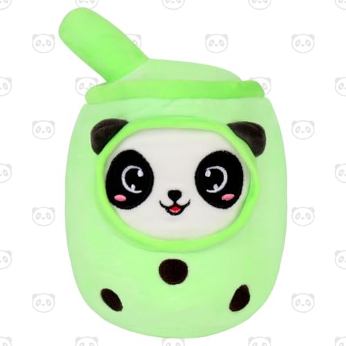 PLLYPE Bubble Tea Kuscheltier, 24CM Kawaii Panda Kuscheltier, Bubble Tea Panda Plüschtier, Kuscheltier Plüschkissen Spielzeug für Party Gefälligkeiten, Kinder, Geschenk (Grün) von PLLYPE