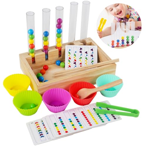 PLLYPE Holz Clip Beads Brettspiel, Clip Perlen Puzzle Brettspiele, Holz Clip Perlen Spiel Puzzle Board Clip Beads Regenbogenspielzeug mit Reagenzglas, Lernspielzeug Geschenk für Kinder PLLYPE Holz Clip Beads Brettspiel, Clip Perlen Puzzle Brettspiele, Holz Clip Perlen Spiel Puzzle Board Clip Beads Regenbogenspielzeug mit Reagenzglas, Lernspielzeug Geschenk für Kinder von PLLYPE