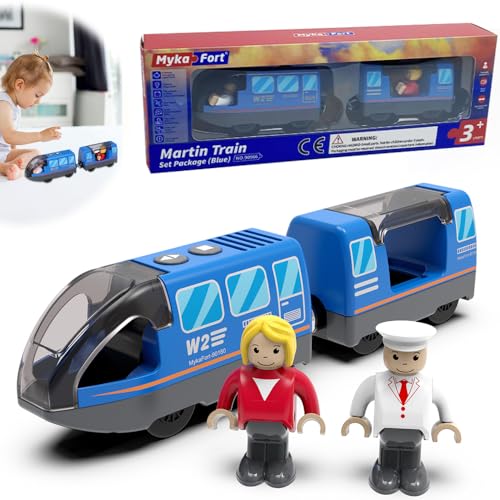 PLLYPE Holzeisenbahn Zug Elektrische, Eisenbahn Elektrische Lok Holzeisenbahn Zug Kinder, Batteriebetriebenes Zugset, Leistungsstarker Motorzug, Geschenk Spielzeug Kinder Jungen von PLLYPE