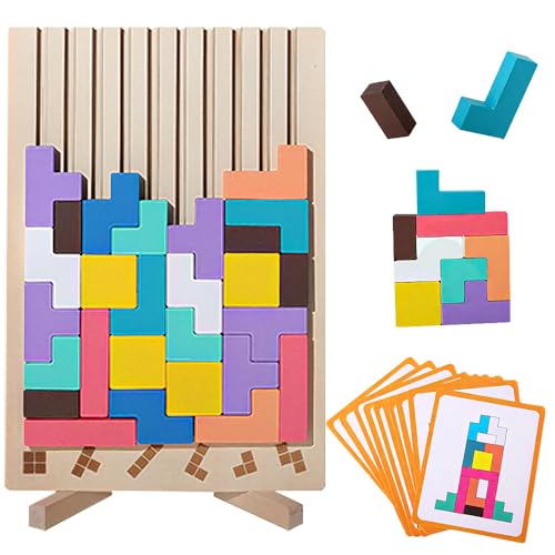 PLLYPE Holzpuzzle 3D Tetris, Tetris Holzpuzzle Kinder, 3D Puzzle Tetris Spiel Kinder, mit 45 Steinen und 10 Herausforderungskarten, Montessori Spielzeug ab 3 Jahre, Geschenk für Jungen und Mädchen PLLYPE Holzpuzzle 3D Tetris, Tetris Holzpuzzle Kinder, 3D Puzzle Tetris Spiel Kinder, mit 45 Steinen und 10 Herausforderungskarten, Montessori Spielzeug ab 3 Jahre, Geschenk für Jungen und Mädchen von PLLYPE