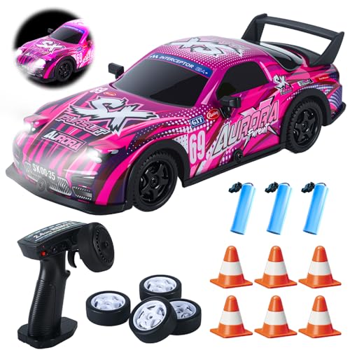 PLLYPE RC Drift Car, 1:22 Drift Auto Ferngesteuert, 2,4 GHz Mini rc Drift car mit LED-Leuchten, 15km/h Rc Auto Drift, mit Reifen und Straßensperren, Für Kinder PLLYPE RC Drift Car, 1:22 Drift Auto Ferngesteuert, 2,4 GHz Mini rc Drift car mit LED-Leuchten, 15km/h Rc Auto Drift, mit Reifen und Straßensperren, Für Kinder von PLLYPE
