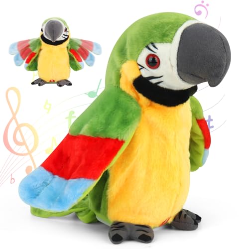 PLLYPE Sprechender Papagei Spielzeug, Talking Parrot Plüsch Spielzeug, Plüsch Papagei Stofftier mit Wiederholenfunktion, Nachsprechendes Plüschtier für Kleinkinder Jungen Mädchen Früherziehungs von PLLYPE