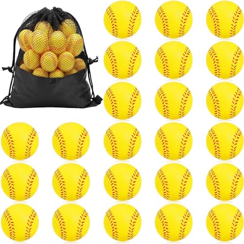 PLMMOUT 24 Stück Mini Sportbälle, 4 cm Schaumstoffbälle, Stressball Mini Sportball, Anti Stress Spielzeug Bälle, Mini Schaum Sportbälle für Kinder und Erwachsene Spielpreise Gastgeschenke Party von PLMMOUT