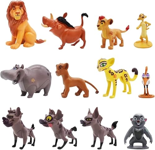 PLNVNVP 12Pcs Lion Kuchen Dekoration, Cartoon Cake Toppers, Lion Figuren Set, Cupcake Toppers Figuren König der Löwen,König der Löwen Cupcake Figures Birthday Party Cake Decoration Supplies von PLNVNVP