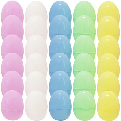 PLNVNVP 30pcs Ostereier Kunststoff, Ostereier Deko, Bunte Ostereier aus Kunststoff Eier Befüllen, Zuhause, Schule, Büro, Party, Kunststoff-Eier zum Befüllen von PLNVNVP