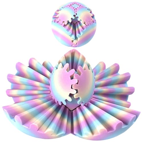 PLNVNVP 3D Gear Ball, 3D Gedrucktes Spielzeug, 3D-Gedruckter Zahnradball, Schreibtischspielzeug Erwachsene und Kinder Geschenk für Weihnachten(Glänzender Regenbogen) von PLNVNVP