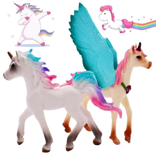 PLNVNVP Pegasus Einhorn Modell,Einhorn Pegasus Ornament, Einhorn Tierfiguren Modell,Pegasus Statue Figur Dekoration Zubehör Kinder Erwachsene Sammler Spielzeug Modell von PLNVNVP