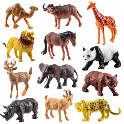 PLNVNVP Waldtiere Figuren Spielzeug, 12PCS Mini Figuren Waldtiere Spielzeug, Woodland Tiere Figuren, Waldtiere Geburtstag Deko, Lernspielzeug, für Wald-Themen-Kuchenaufsätze von PLNVNVP