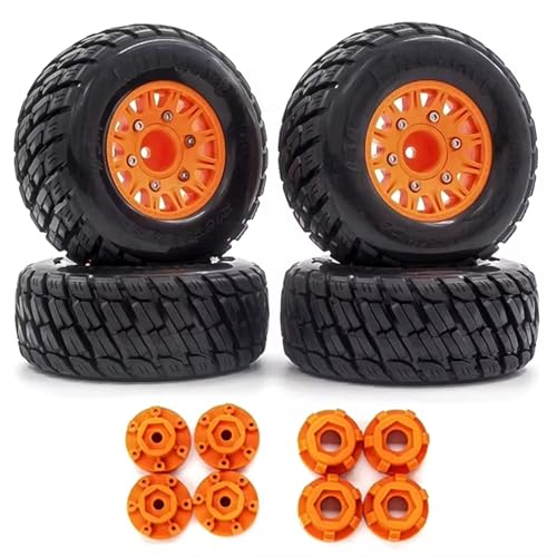 Für ARRMA Für TRX Für HSP Für Tamiya Für HPI RC Auto Reifen 4 Stücke Ersatz Für 12MM 14MM 17MM Off-Road Fahrzeug Kurze TruckRC Auto RC Buggy Reifen(Orange) von PLOQAZEH