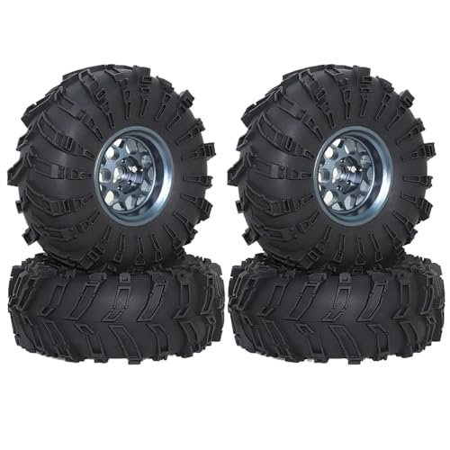 Für Axial Für SCX10 Für Wraith Für RR10 Für Capra Für Traxxas Für TRX4 Für YK4082 Für YK4083 4 Stück 138 Mm 1/10 RC Metall 2,2 Zoll Beadlock Felgenreifen RC Buggy Reifen(Blue) von PLOQAZEH