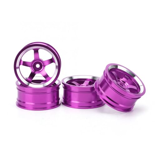 Für HPI Für Sakura Für Tamiya Für HSP 94123 1/10 RC Drift Auto 4 Stücke Bunte Aluminium Legierung Radnabe Ersatz Zubehör Teile RC Autoteile(Purple) von PLOQAZEH