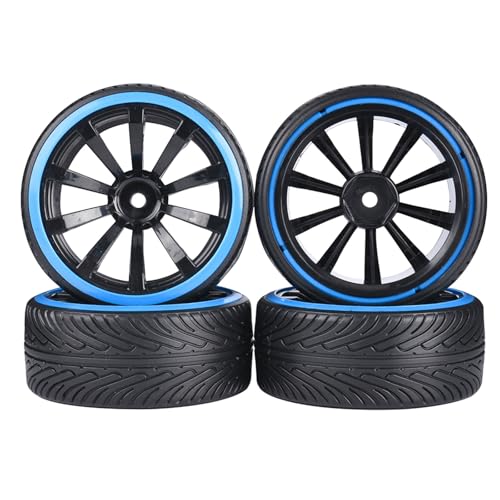 Für HSP, Für Tamiya, Für HPI 1:10 RC Drifting Car Hard Tyre Set, 4-teiliges RC Hard Pattern Drift Tires Reifenrad RC Buggy Reifen von PLOQAZEH