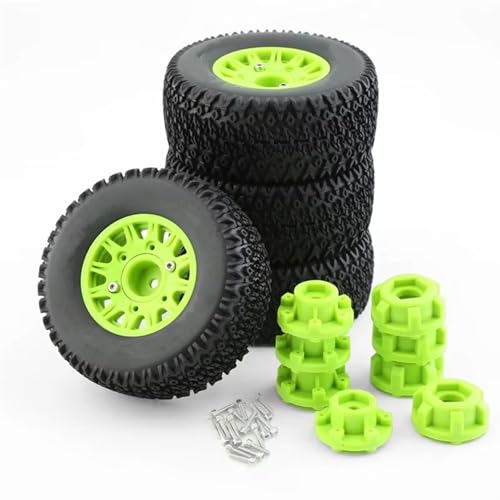 Für TRAXXAS Für ARRMA Für SENTON Für SCTX10 Für HPI RC Auto 4 Stück 112 Mm 1/8 1/10 Short Course Truck Reifen Mit 12 Mm 14 Mm 17 Mm Radsechskant RC Buggy Reifen(Green) von PLOQAZEH