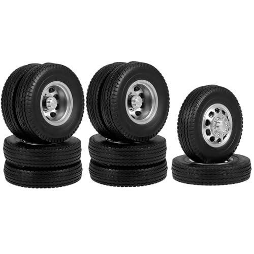 Für Tamiya Rad Reifen Komplettset Metall Vorder- Und Hinterradnabe Für 1/14 RC Anhänger Traktor LKW Auto Upgrade Teile 6PCS RC Buggy Reifen von PLOQAZEH