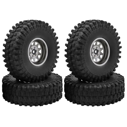 Für Traxxas Für TRX4 Für Axial Für SCX10 1/10 RC 120 Mm Deep Dish Negativ Offset 8,9 Mm Metall 1,9 Zoll Beadlock Felgennabe Reifen RC Buggy Reifen(Gray) von PLOQAZEH