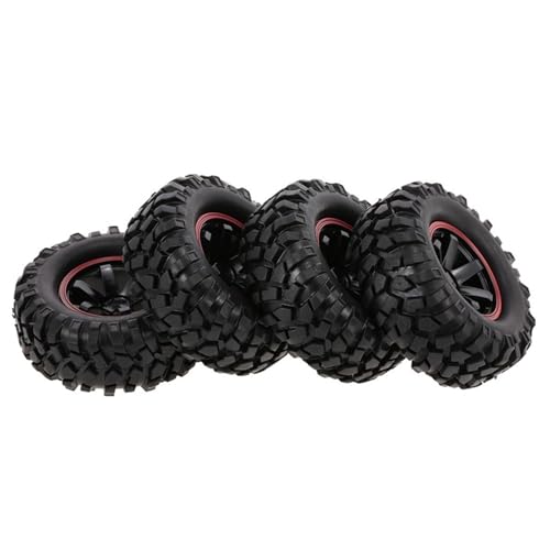 Für Traxxas Für TRX4 Für D90 Für Axial Für SCX10 Für Tamiya Für CC01 Für Redcat 4PCS 96mm 1/10 RC Gummireifen Felgenset RC Buggy Reifen(Red) von PLOQAZEH