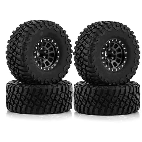 Für Traxxas Für TRX4-M Für Defender Für Bronco Für SCX24 Für FMS 4PCS 1 Zoll Metall Räder Mit Reifen Upgrade Hub Reifen Set Für 1/18 RC Auto RC Buggy Reifen(Black,A) von PLOQAZEH