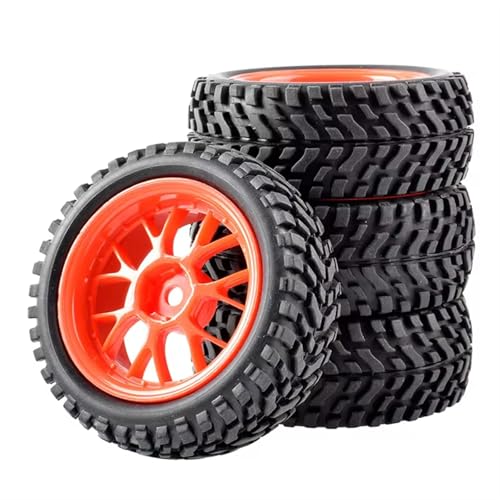 Für Trxs Für HSP Für Tamiya Für HPI Für Kyosho Für RedCat Für Sakura 1/10 On Road Räder Drift Felgen 75mm RC On-Road Drift Für Rock Reifen RC Buggy Reifen(Orange) von PLOQAZEH