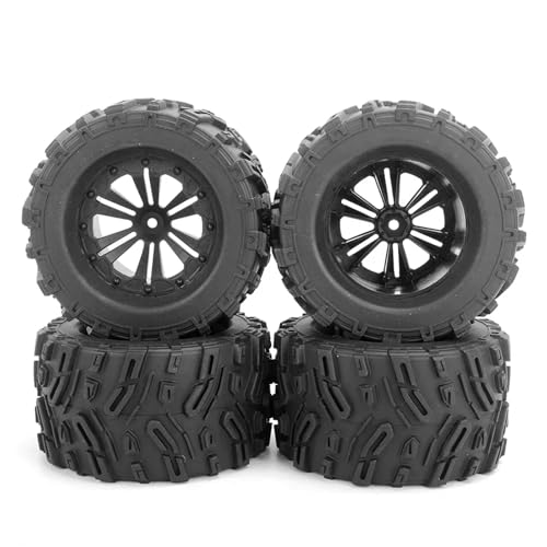 PLOQAZEH Für 1/10 RC Modellauto Für Monster Truck Zubehör Räder Reifen 4PCS 128X68MM 12mm Adapter RC Buggy Reifen von PLOQAZEH