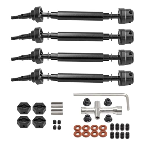 PLOQAZEH Für Arrma 3S Big Für Rock V3 1/10 4-teiliges Metall-Antriebswellen-CVD-Antriebswellen-RC-Auto-Upgrade-Teile-Zubehör RC Autoteile(Black) von PLOQAZEH