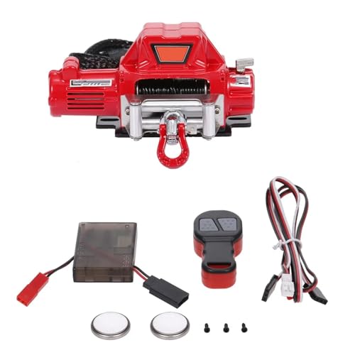 PLOQAZEH Für Axial Für SCX10 Für TRX4 Für TRX6 Gen8 90046 1:10 RC Crawler Auto Upgrade Teile RC Metall Winde Wireless Remote Controller System RC Autoteile(Red) von PLOQAZEH