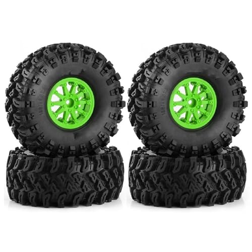 PLOQAZEH Für Axial Für SCX10 Für Wraith Für Capra Für TRX4 Für YK4082 Für CROS 1/8 1/10 RC 4 Stück 136 Mm Kunststoff 2,2 Zoll Beadlock Felgenreifen-Set RC Buggy Reifen(Green) von PLOQAZEH