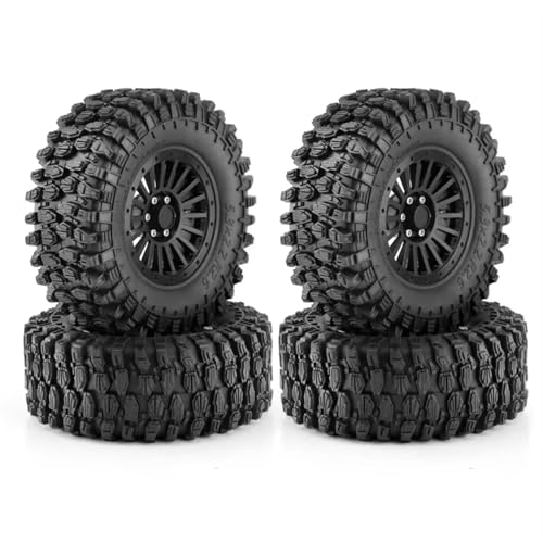 Für Axial Für SCX10 Für Wraith Für RR10 Für Capra Für TRXS Für TRX4 Metall Beadlock Felge Gummi Reifen Set Für 1/8 1/10 RC Auto RC Buggy Reifen(Black,A) von PLOQAZEH