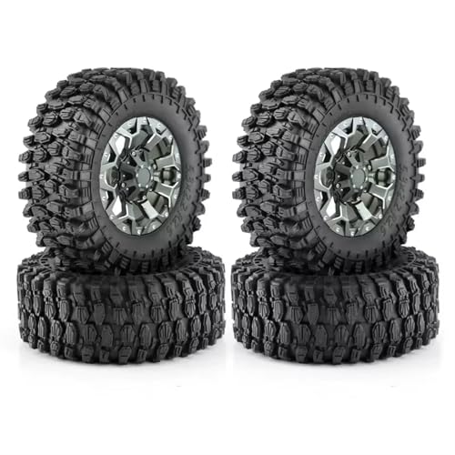 PLOQAZEH Für Axial Für SCX10 Für Wraith Für RR10 Für Capra TRXS Für TRX4 Für 1/8 RC Crawler Auto Metall Beadlock Felge Gummi Reifen Set RC Buggy Reifen(B) von PLOQAZEH