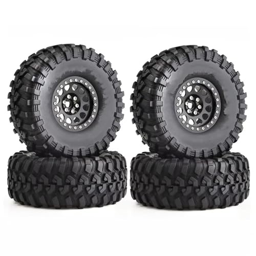 PLOQAZEH Für Axial Für SCX10 Für Wraith Für RR10 Für TRX4 Für YK4082 4083 135mm Metall 2,2 "Beadlock Felge Reifen Set Für 1/10 RC Crawler Auto RC Buggy Reifen(Black) von PLOQAZEH